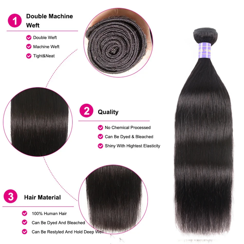 Unice-Brazilian Straight Hair Bundles, 100% cabelo humano, virgem, extensões não processadas, Remy, ondulado, acessível, Deal, 1, 4, Deal