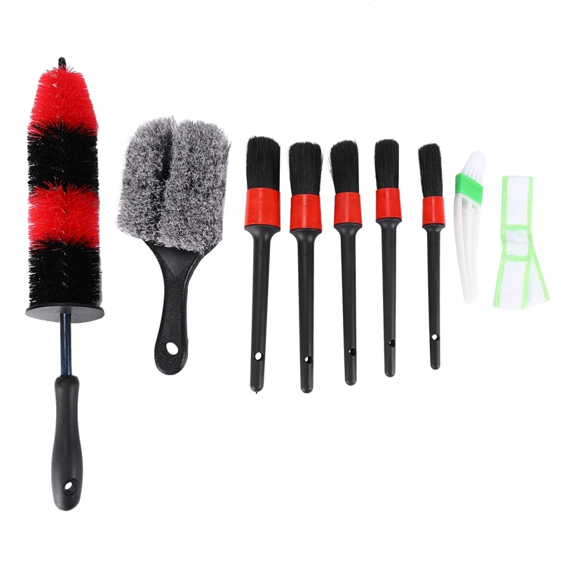 

8Pcs Wheel&Tire Brush, Car Detailing Kit,Wheel Brush And 5 Car Detail Brush 1 Duster Brush,Washing Wheel Dashboard Tool