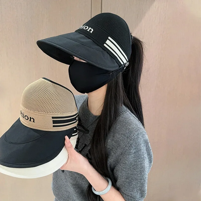 Ruth Color Matching Wide Brim Cap 여성용 다목적 양산 버킷 모자 얼굴 표시 작은 속건성 승마 모자