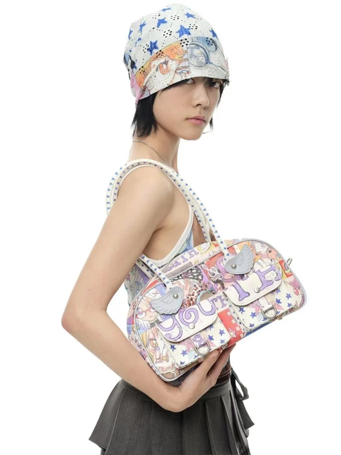 

Модная женская сумка Youthbath X Oliwa Y2K в азиатском стиле с принтом крыльев, на молнии, новая