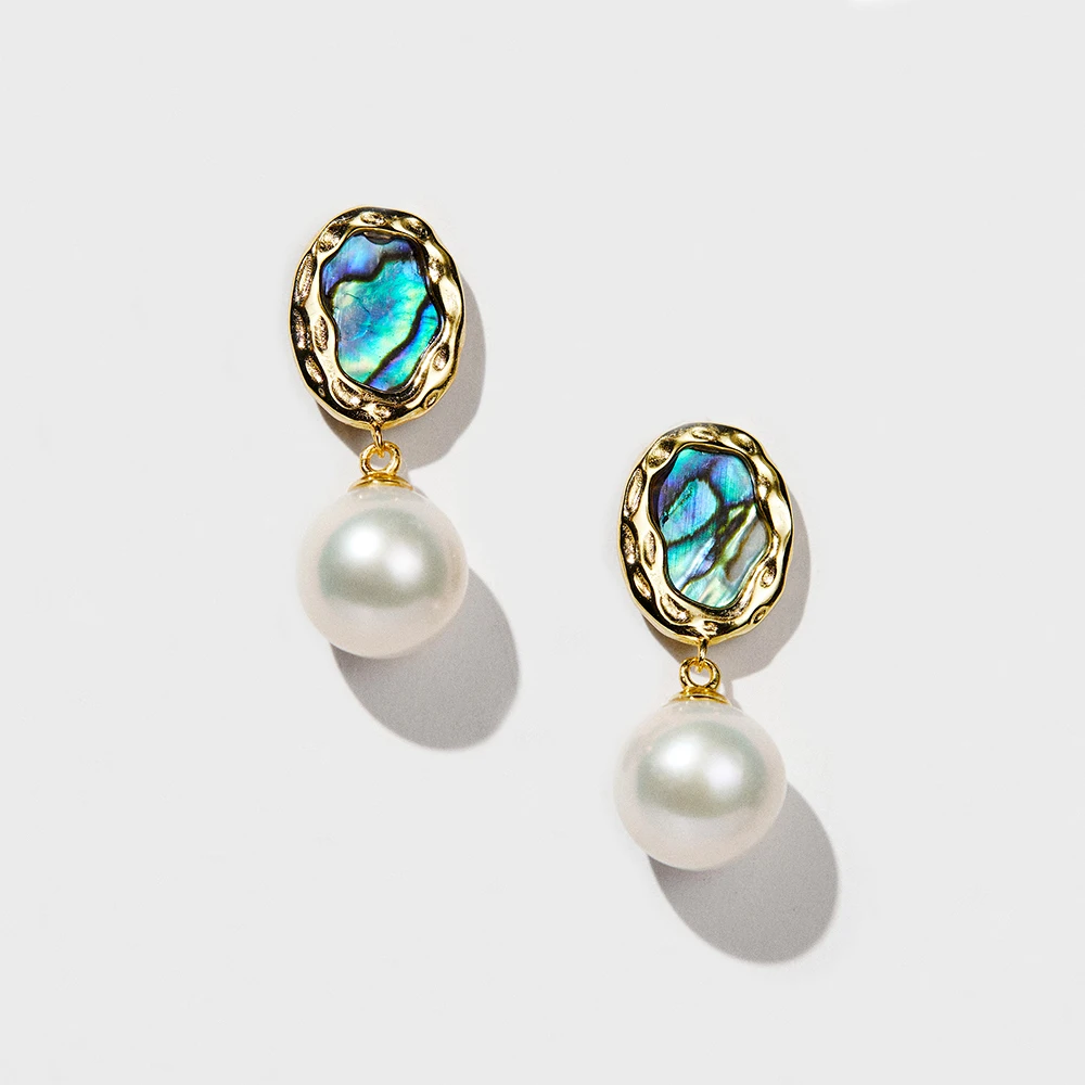 925 Sterling Silver Vintage Pearl Earrings Set Baroque Abalone Cut Luxury Wedding Jewelry for Women Popular Gift