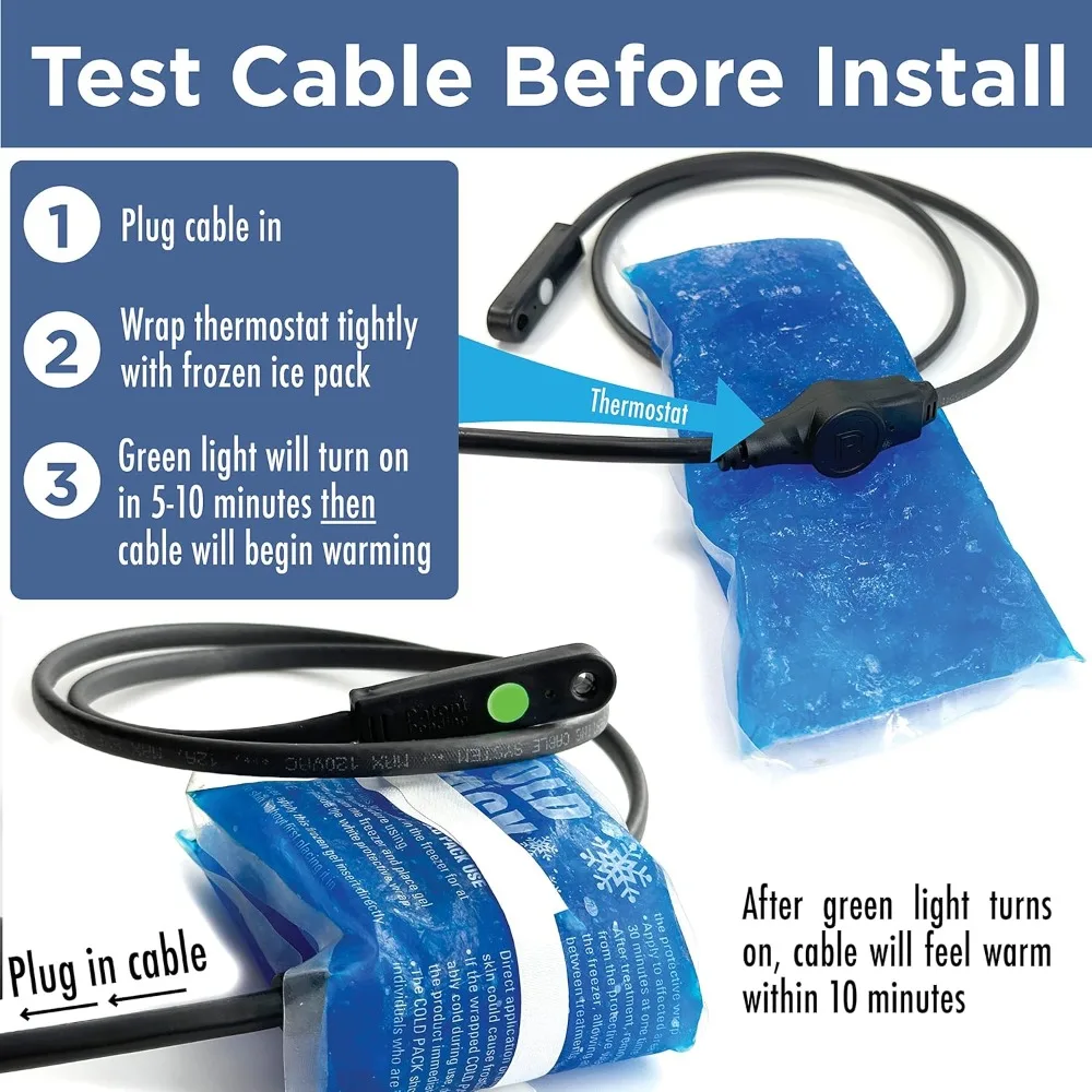 Intelligent Heat Tape for Water Pipe Freeze Protection - With GlowCap, Built-in Thermostat, Tape Included