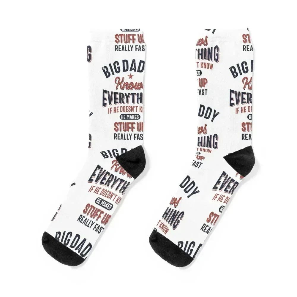 

Big Daddy Knows Everything Father Grandpa Gift Socks New year's bright garter hiphop short Socks Men Women's