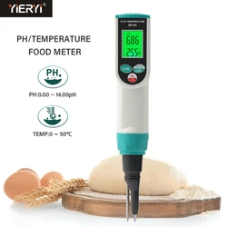 Misuratore di PH per alimenti professionale 0.00 ~ 14,00ph Temp pH Tester sensore ad alta precisione analizzatore di acidità per l'inscatolamento della carne acqua per pasta di formaggio