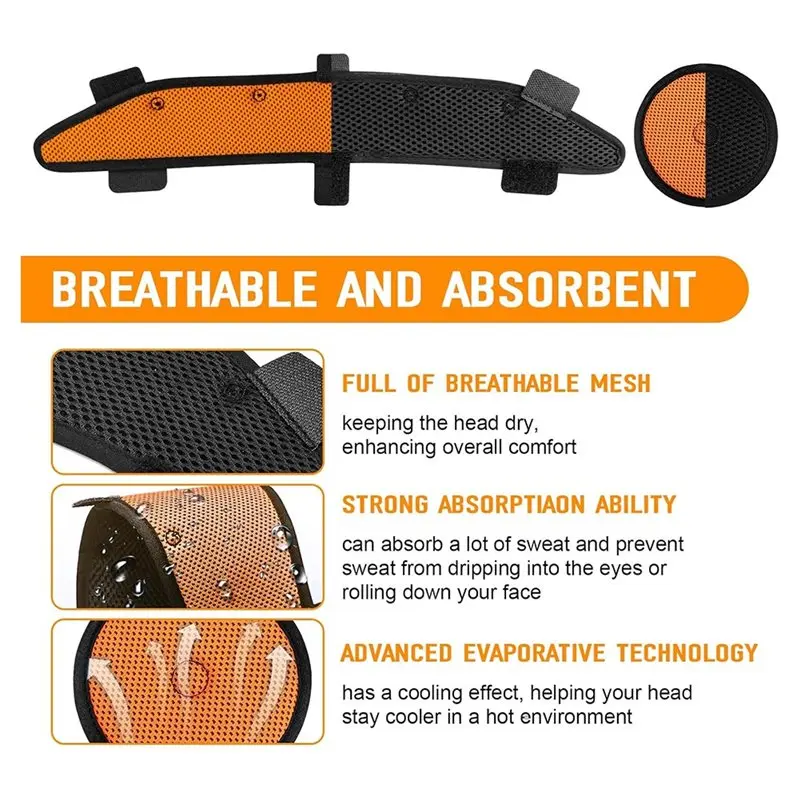 AB25-Washable Cooling Liner Accessories Set(3Set), Hard Hat Sweatband& Top Pad Replacement