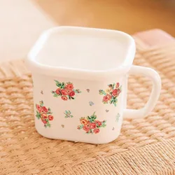 French Retro Enamel Measuring Cup with Scale Household High Temperature Baking Measuring Cup Milk Cup Multi-purpose Cup Bowl