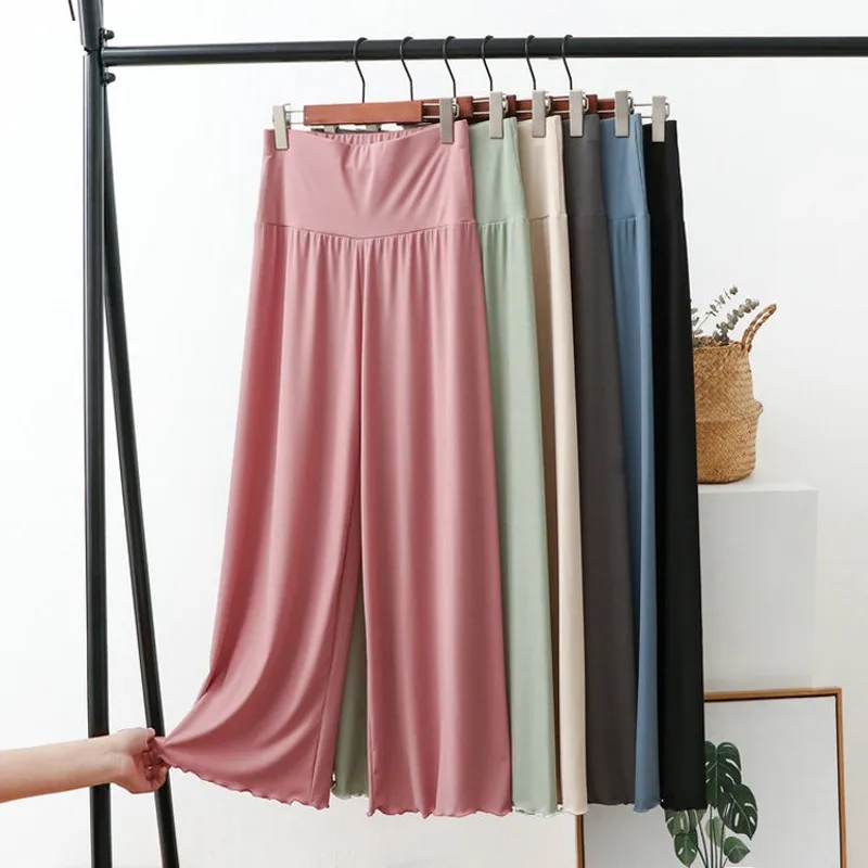 

Modal wide leg pants high waist summer women's loose draped trousers solid color Straight Long Pant