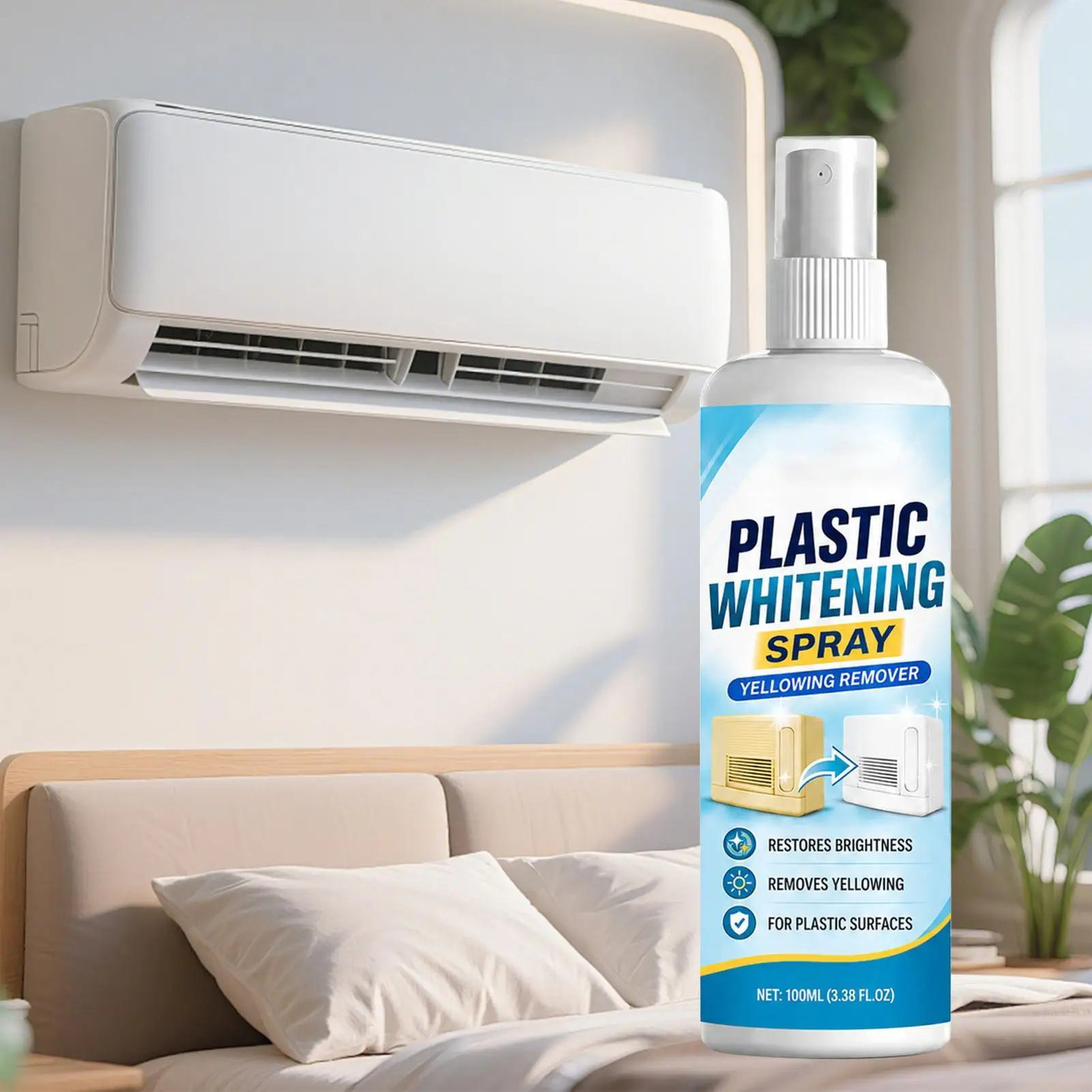 100ml Yellow Remover Spray Fast-Acting Stain Cleaner For Yellowed Plastics Oxidation Remover For Air Conditioner Washing Machine