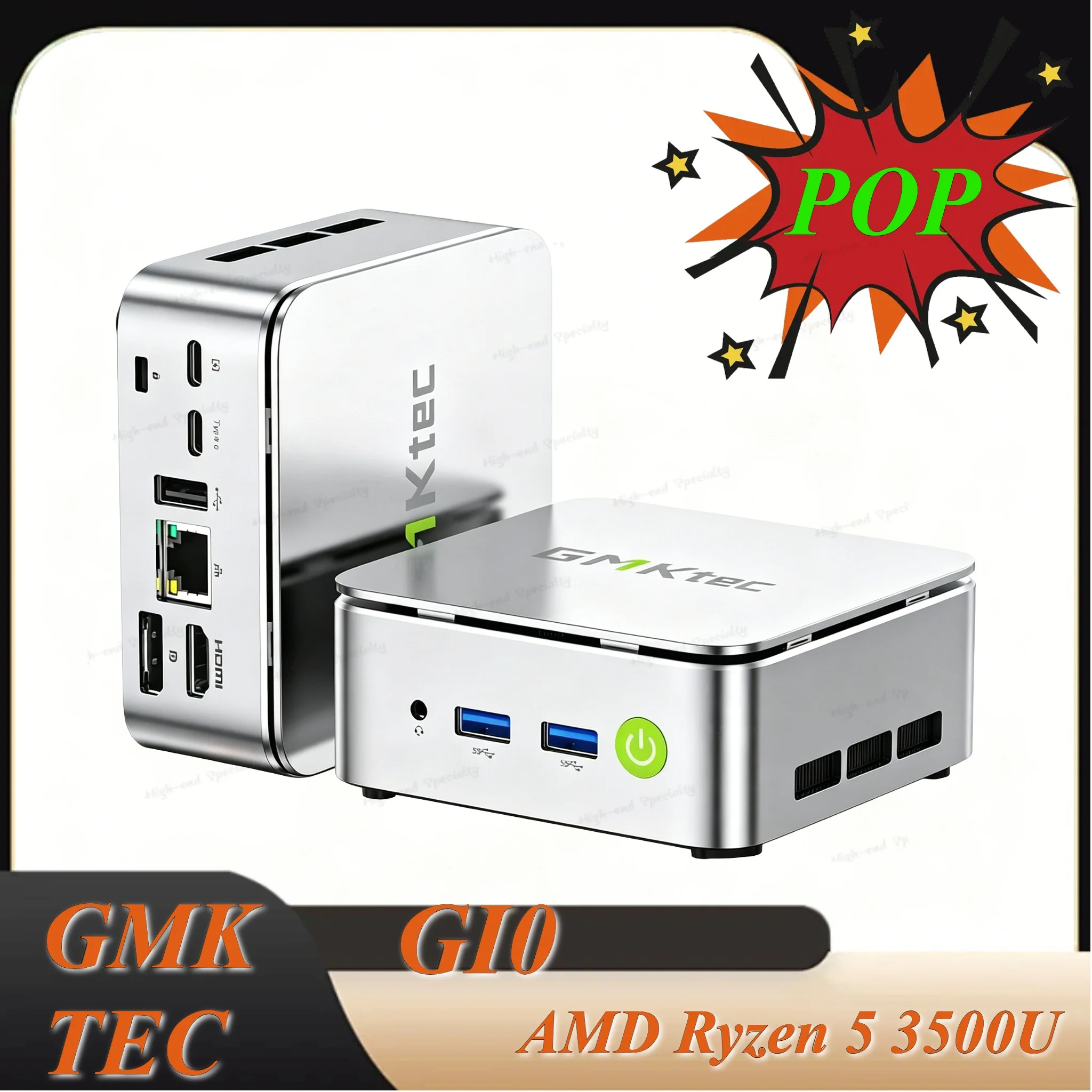 Mini PC GMKtec G10 con AMD Ryzen 5 3500U, DDR4 de Doble Canal a 3200MHz, SSD NVMe, Windows 11 Pro, WiFi, Bluetooth, LAN de 2.5Gbps, Computadora de Escritorio para Oficina