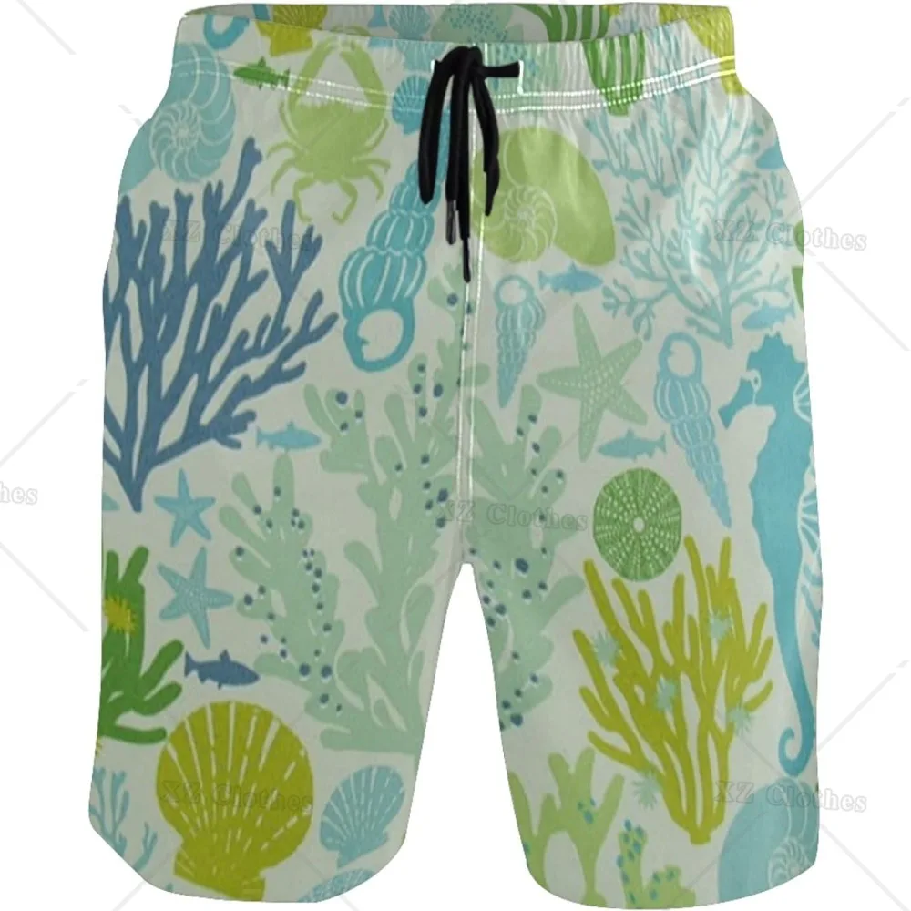 

Sea Animal and Shell Stylish Men's Swim Trunks Quick Dry Beachwear Sports Running Swim Board Shorts Bathing Suits Mesh Lining