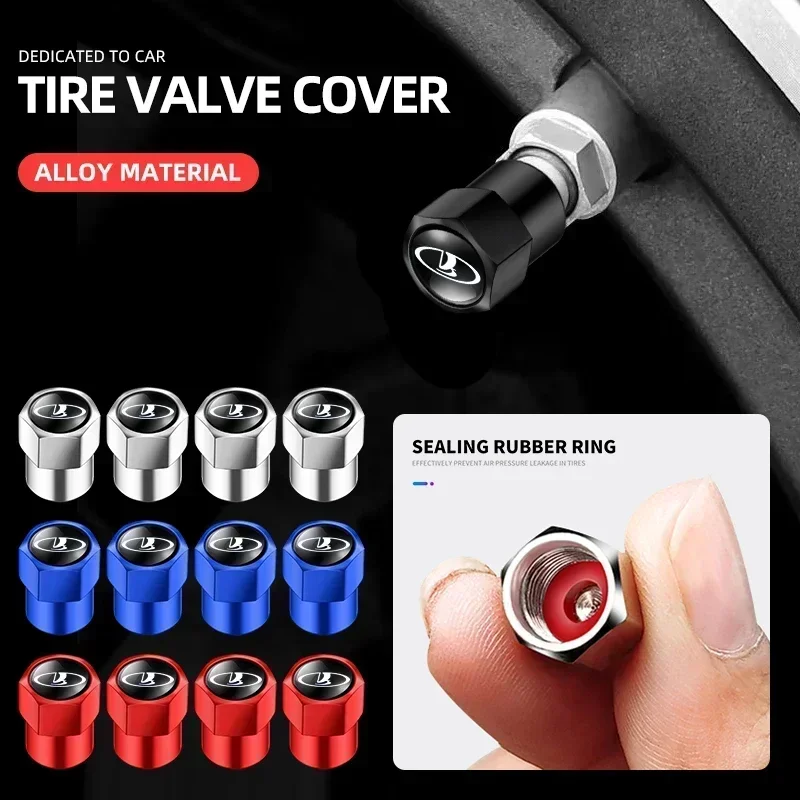 4Pcs Metal Car Logo Wheel Tire Hex Valve Caps Stem Case Covers For Lada Niva Kalina Priora Granta Largus Vaz Samara 2110 Emblem