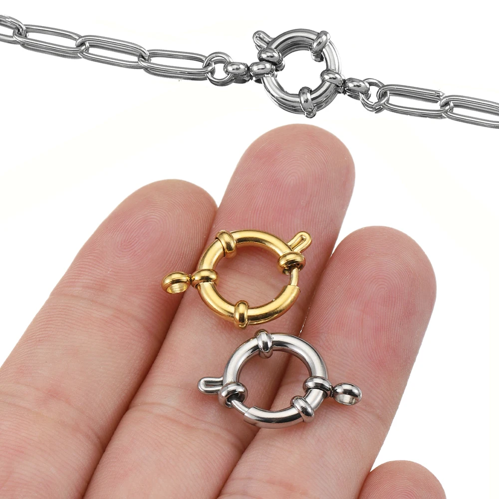 4 قطعة الفولاذ المقاوم للصدأ الربيع المشابك جولة سوار بقفل موصلات ل عقد دي اي واي صنع المجوهرات اكسسوارات 10 12 14 16 18 مللي متر