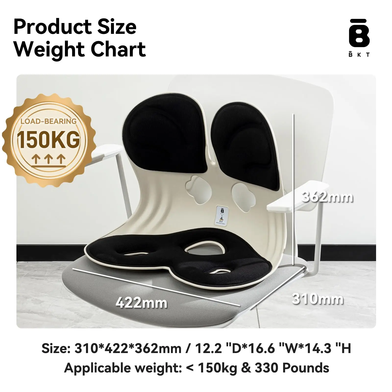 

BKT Seat Cushion Chair Ergonomic Office Chair Cushions Lumbar Support for Office Chair Long Sitting Outdoor Fishing Floor Chair