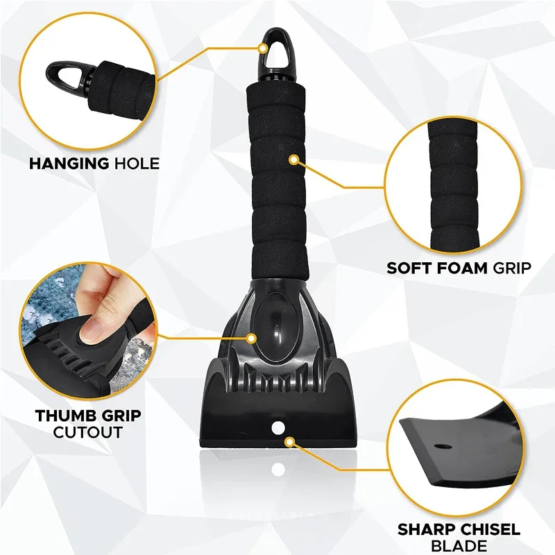 Car Windshield Ice Scraper Mitt Waterproof Snow Shovel Brush With Warm Gloves Scratch-Free Snow Removal Tools For Car Cleaning