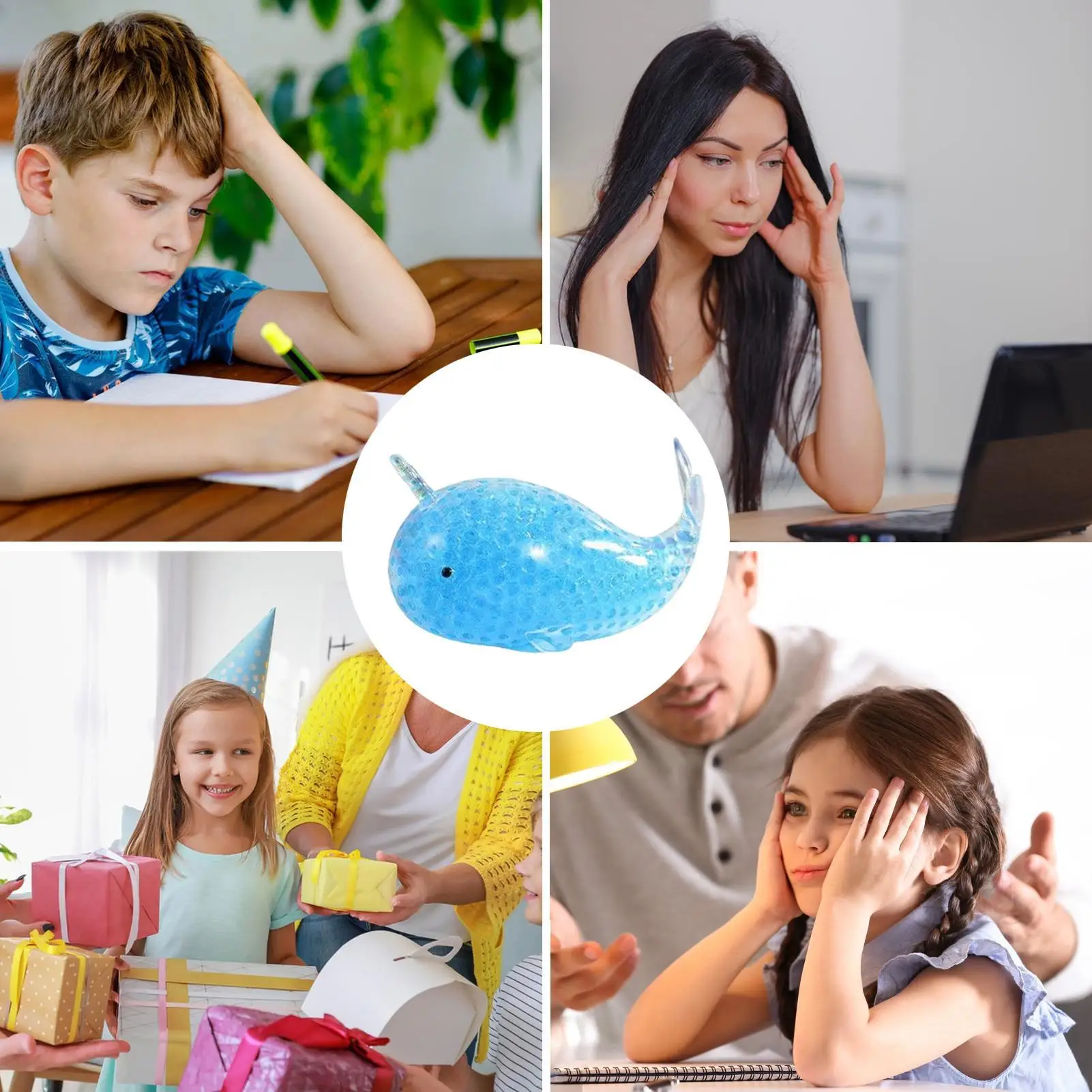 Bolas antiestrés de animales marinos blandos, juguetes sensoriales para autismo, alivio de la ansiedad y el estrés, juguetes antiestrés para peces, regalos a granel para adultos