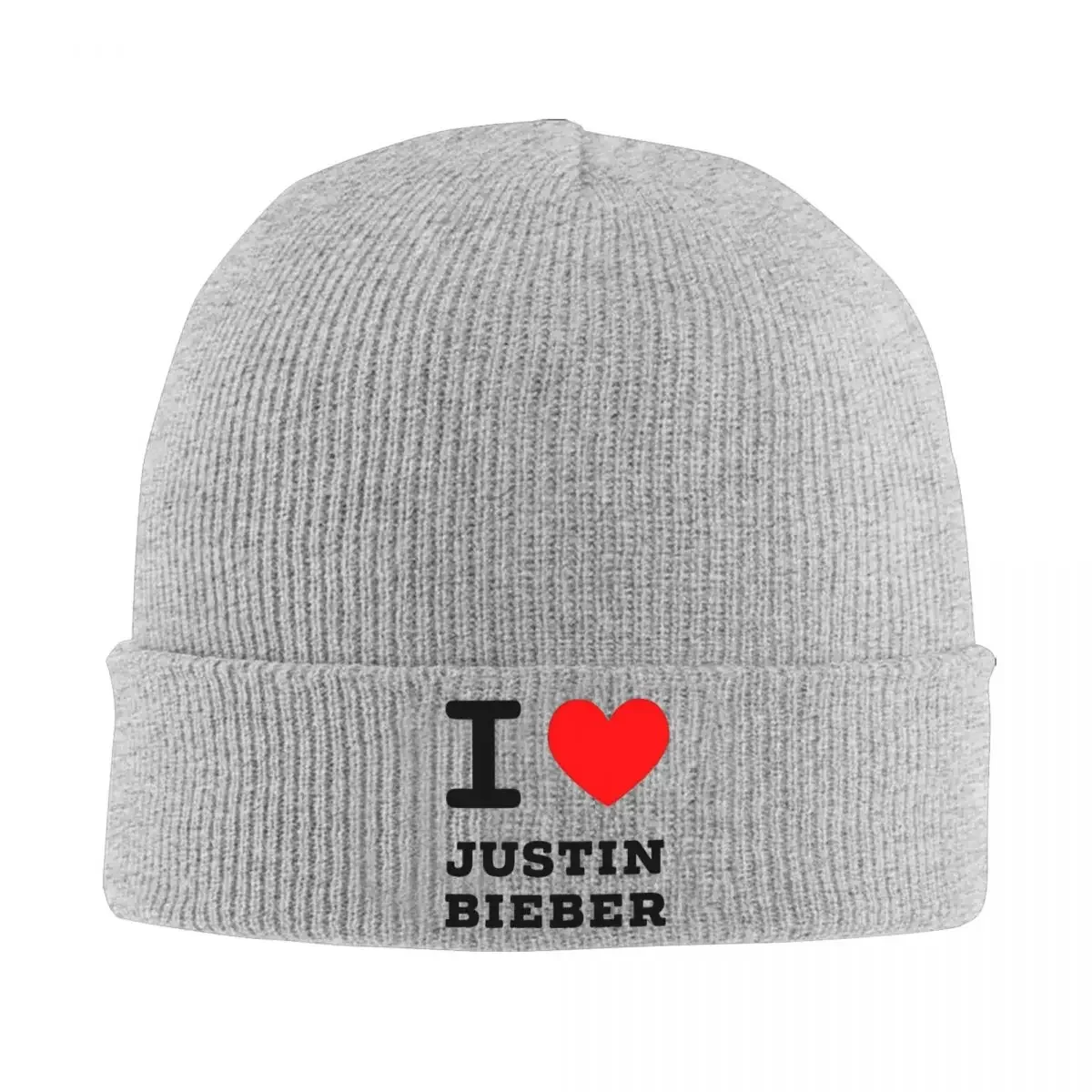 I LOVE Justin Bieber Beanie Hats Trendy Caps Men Women Outdoor Knit Hat Spring Printed Elastic Beanie Hats