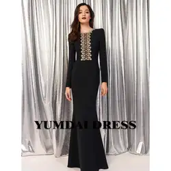 YUMDI Black Rhinestone Luxury Women's Party Dress High-end Formal Stage Performance Evening Gown Haute Couture Long Dress