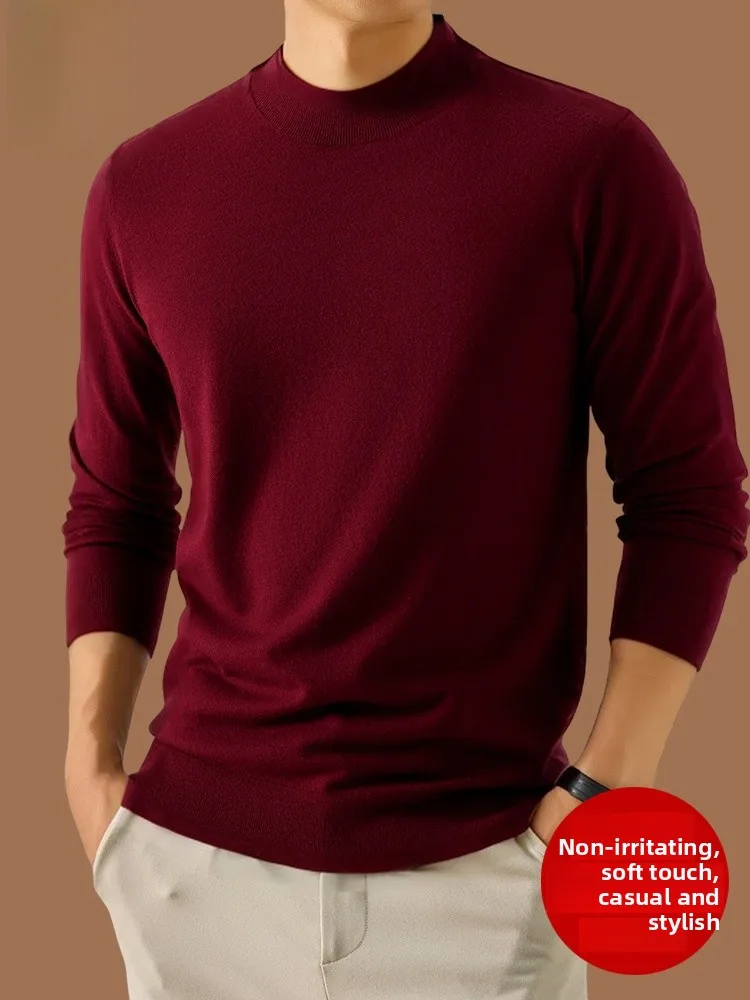 Suéter Masculino Rn de Tricô Gola Meia Alta Casual Csa Base Moderna Outono Inverno Poliéster Viscose Nylon Manga Longa