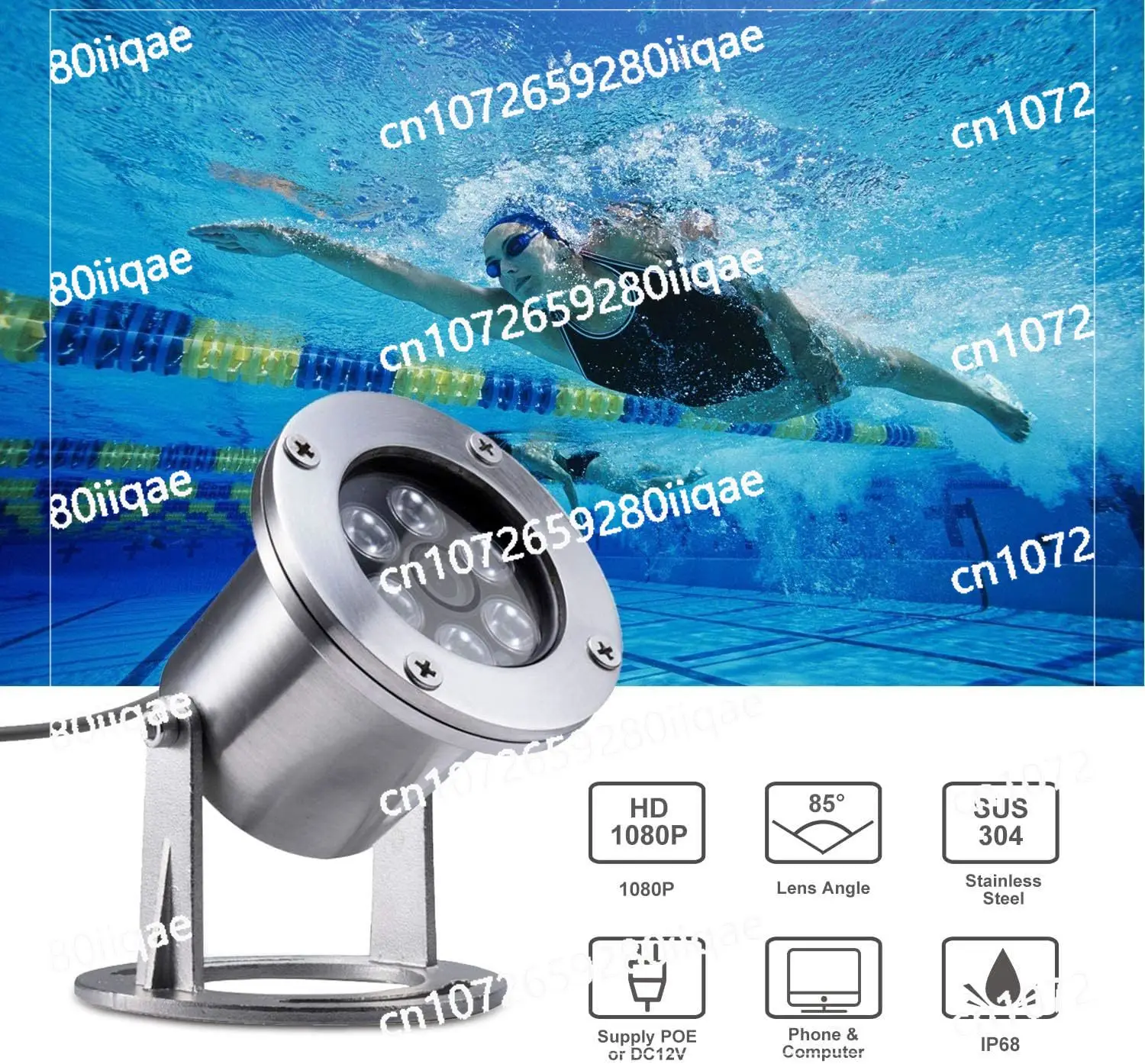 

304 Stainless Steel Aquarium Camera Swimming Pool POE CCTV IP Camera 4K Customizable Ip68 Waterproof HD 5MP Underwater Camera