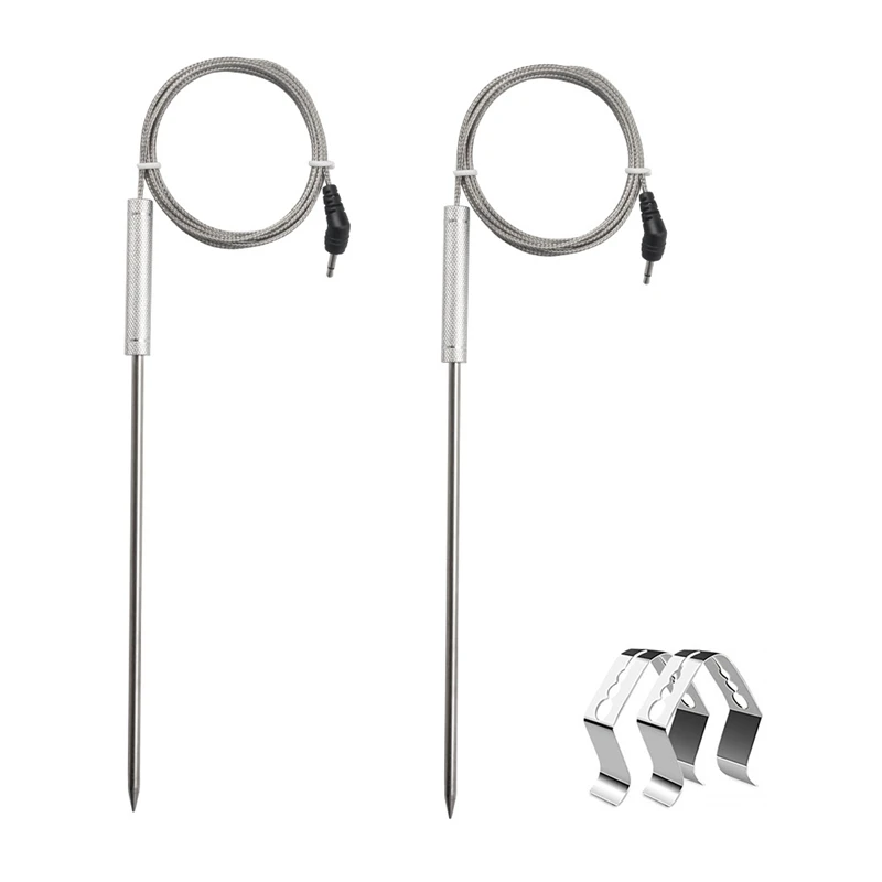 

2 Pack Meat Probe Replacement For Thermopro Thermometers TP20 TP17 TP16 TP08S TP07 TP06,With 2 BBQ Probe Holder Clip