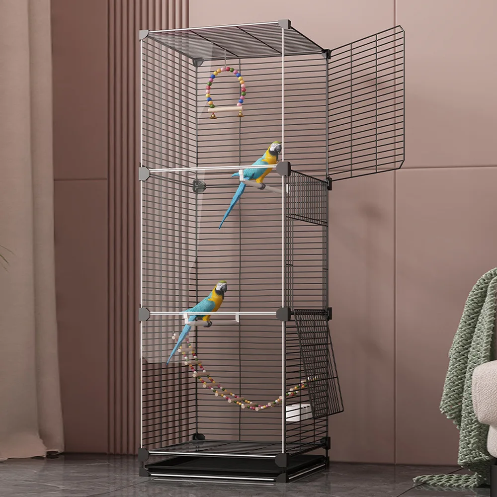 

Extra Large Parrot Cage for Home Use Suitable for Budgie Cockatiel Lovebird Deluxe Villa Style Horizontal Bar Metal Aviary