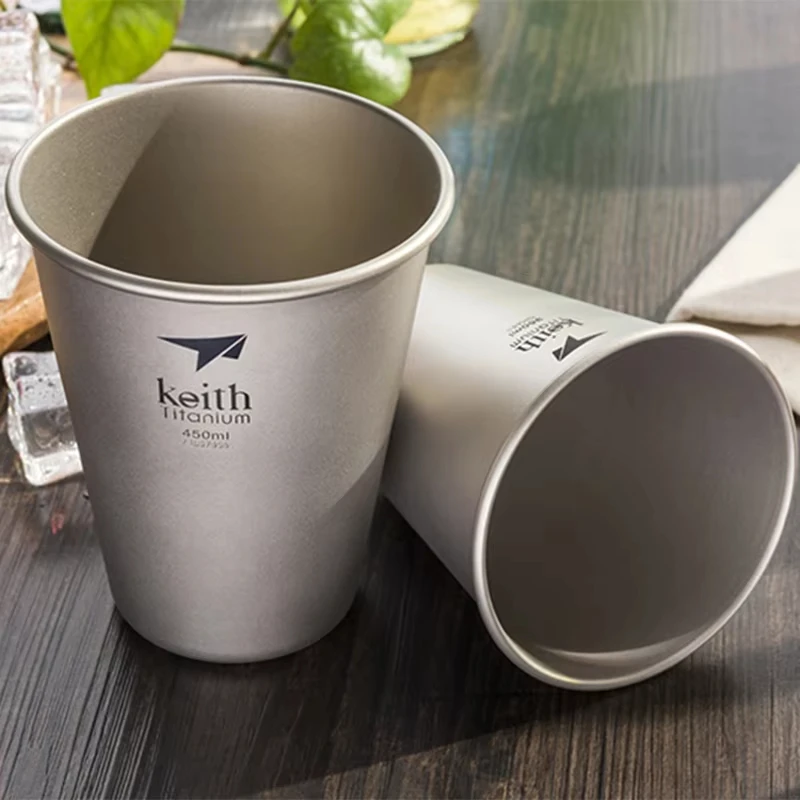 Keith Titanium Beer Cup Bacteriostatic Flatware Outdoor Travel Camping Tableware Coffee Mug Drinkware Water Cup 350ml / 450ml