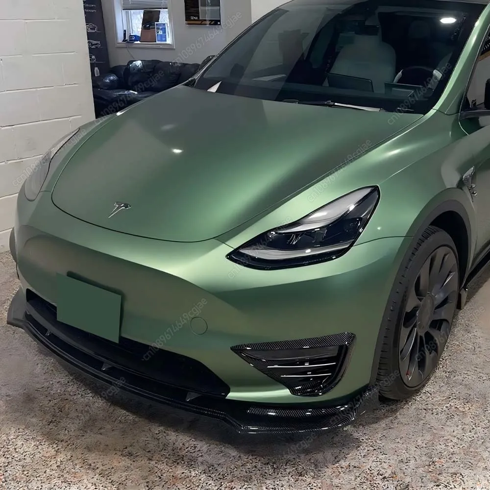 

Для Tesla Model Y 2020-2024 ABS черный/углеродный вид передний спойлер с губным бампером, диффузор для подбородка, обновленный внешний вид, комплект кузова, тюнинг