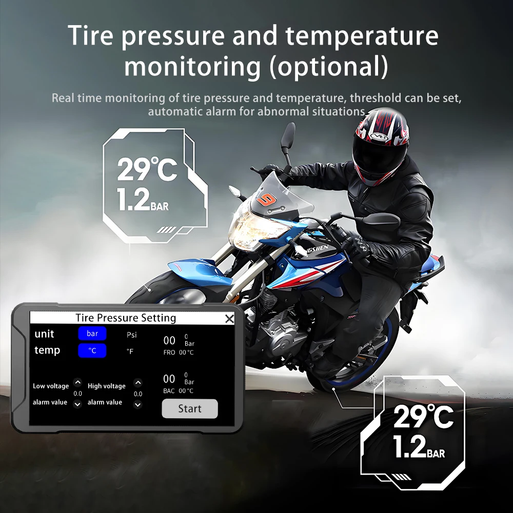 دراجة نارية داش كام نظام تحديد المواقع واي فاي اللاسلكية Carplay DVR 5 بوصة القيادة مسجل فيديو IP67 مقاوم للماء المزدوج 1080P بلوتوث موتو مراقب