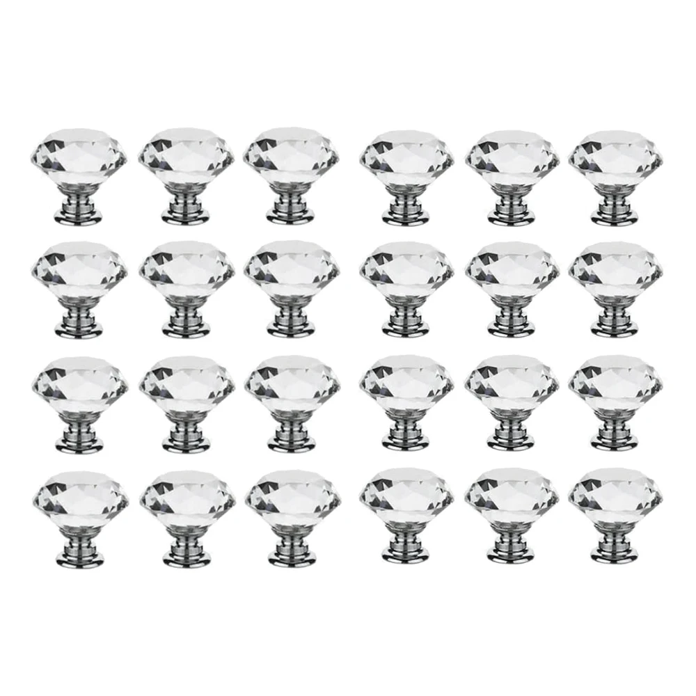 

Crystal Door Knobs,24 Pcs 30 mm Clear Glass Drawer Door Furniture Handles with Screws,for Kitchen Office Chest Cabinet