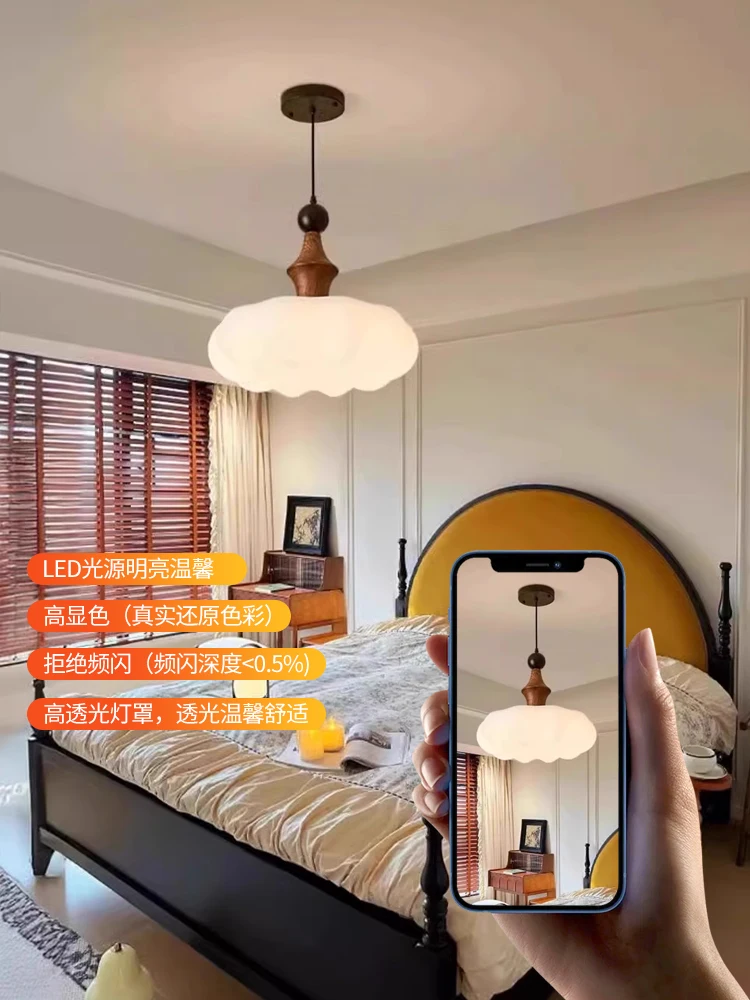 

Medieval pumpkin master bedroom chandelier cream wind retro walnut color log Internet celebrity children's room restaurant lamps