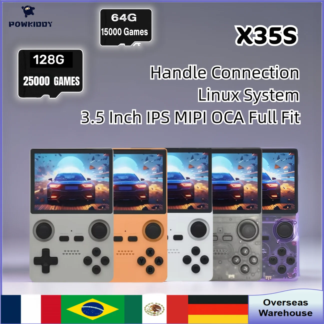 

POWKIDDY X35S Handheld Game Console RK3566 Opendinglinux Joystick 3.5 inch IPS Screen Retro Video Game Consoles New Mens Gifts