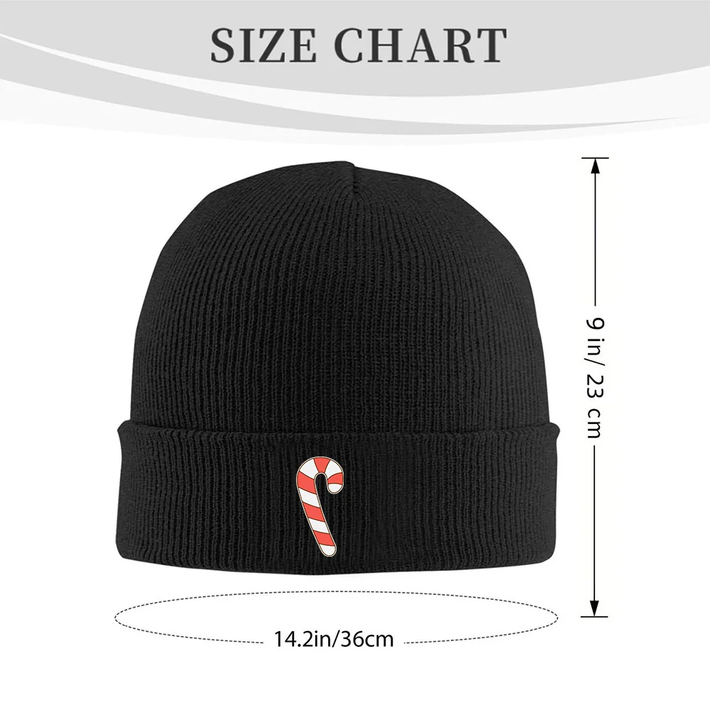1pc Christmas Candy Cane Logo Beanie Hat Windproof Winter Ski with Red Striped Cane Design Soft Warm Knit for Men Women
