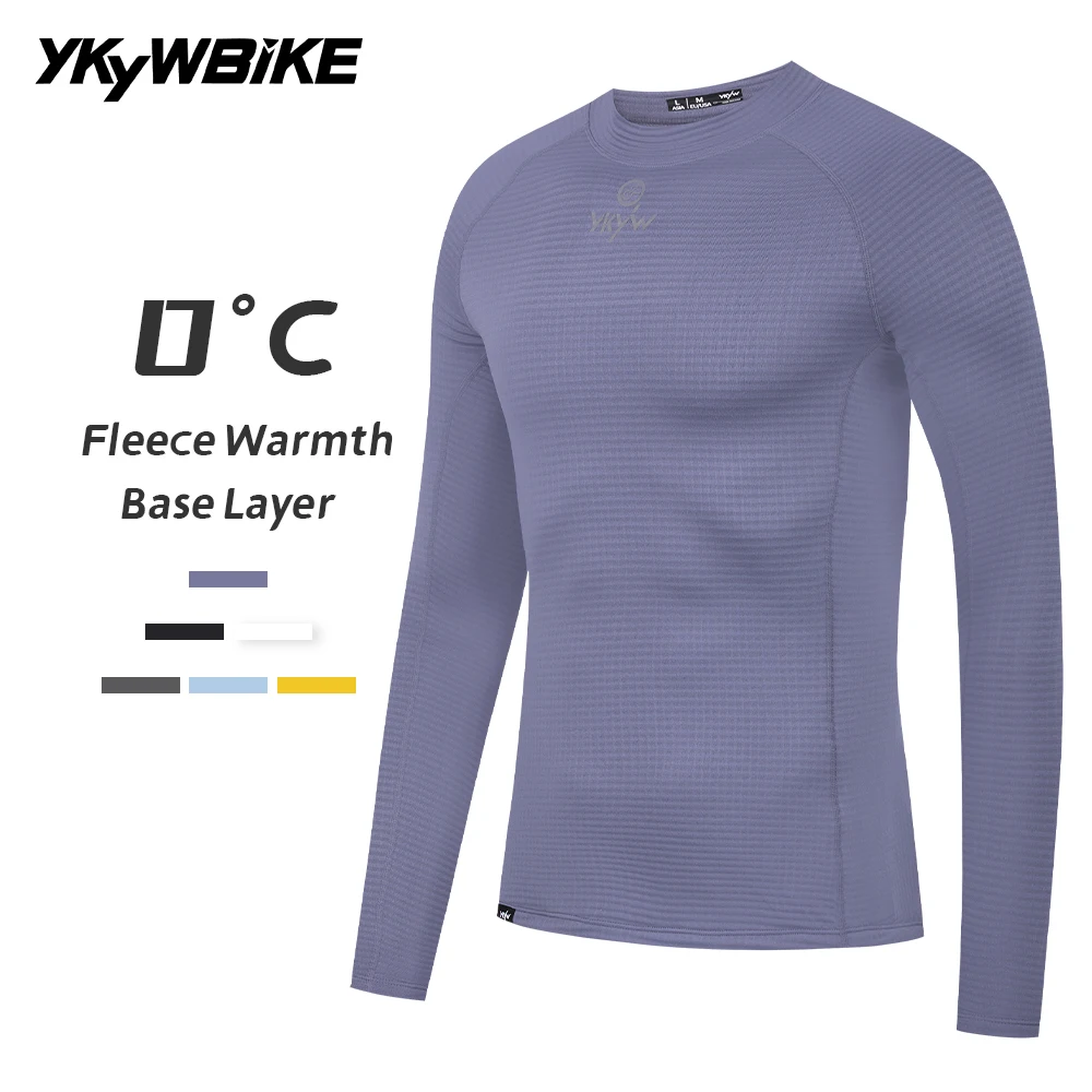 YKWYBIKE 2025 Men's Base Layer Winter Warmth Thermal Fleece Bicycle Undershirt 0°C Road Bike Shirt MTB Long Sleeve