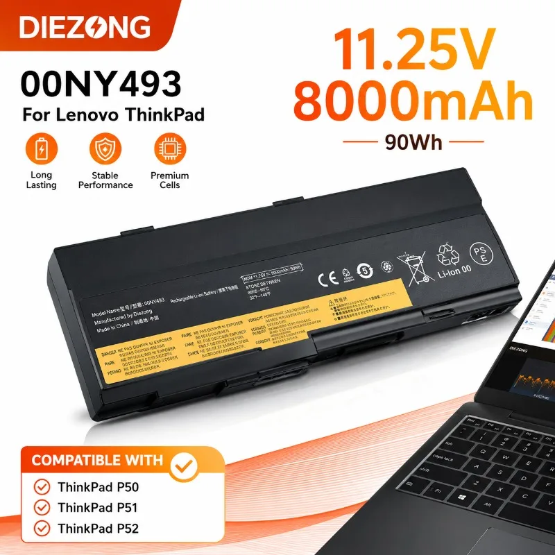 

2026NEW 90Wh Laptop Battery for Lenovo ThinkPad P50 P52 P51 00NY491 01AV495 00NY492 01AV496 00NY493 L17L6P51 SB10H45075 in Stock