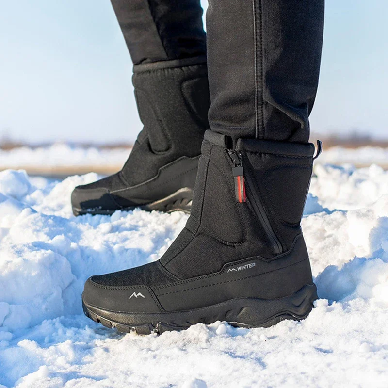 

Men Winter Boots Waterproof Snow Boots High Top Plus Velvet Warm Side Zipper Outdoor Ankle Boots Casual Male Cotton Shoes New
