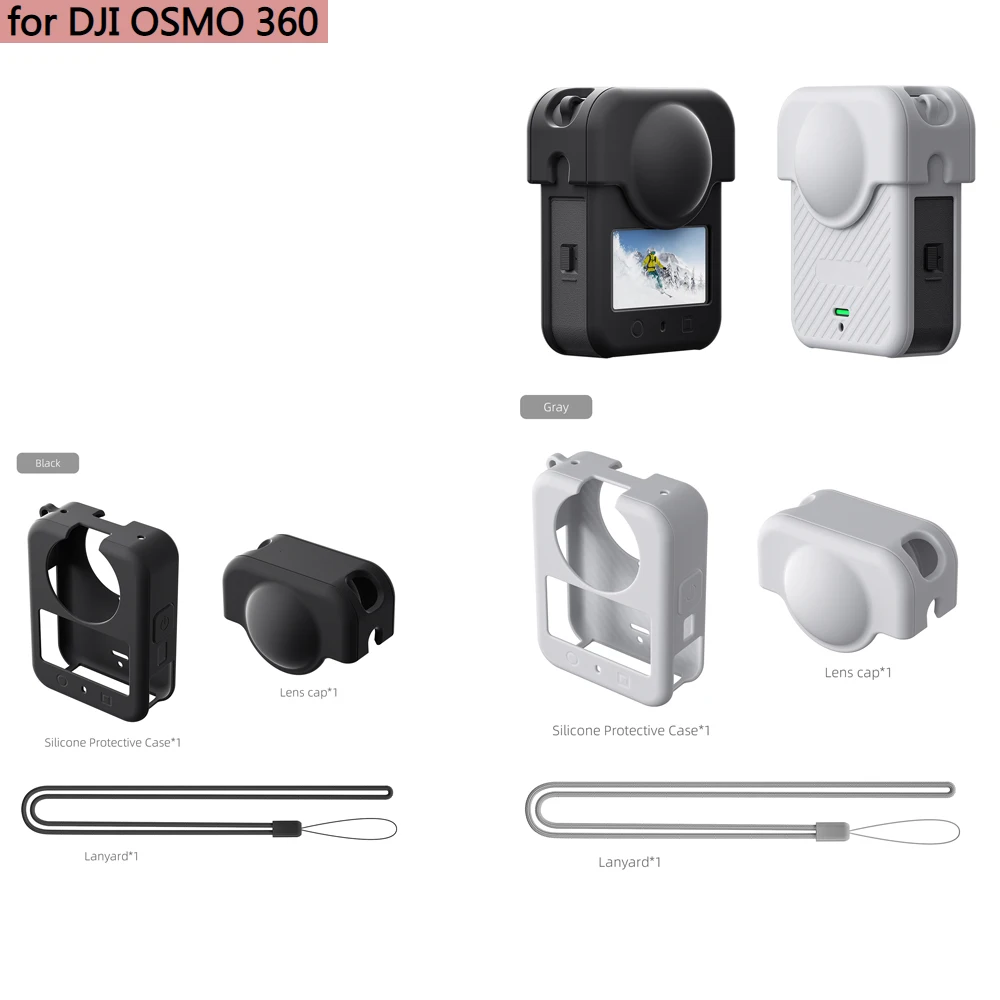 

Protective Cover Suitable for DJI OSMO 360 Camera Body Silicone Case with Lens Cap and Lanyard Action Camera Accessories