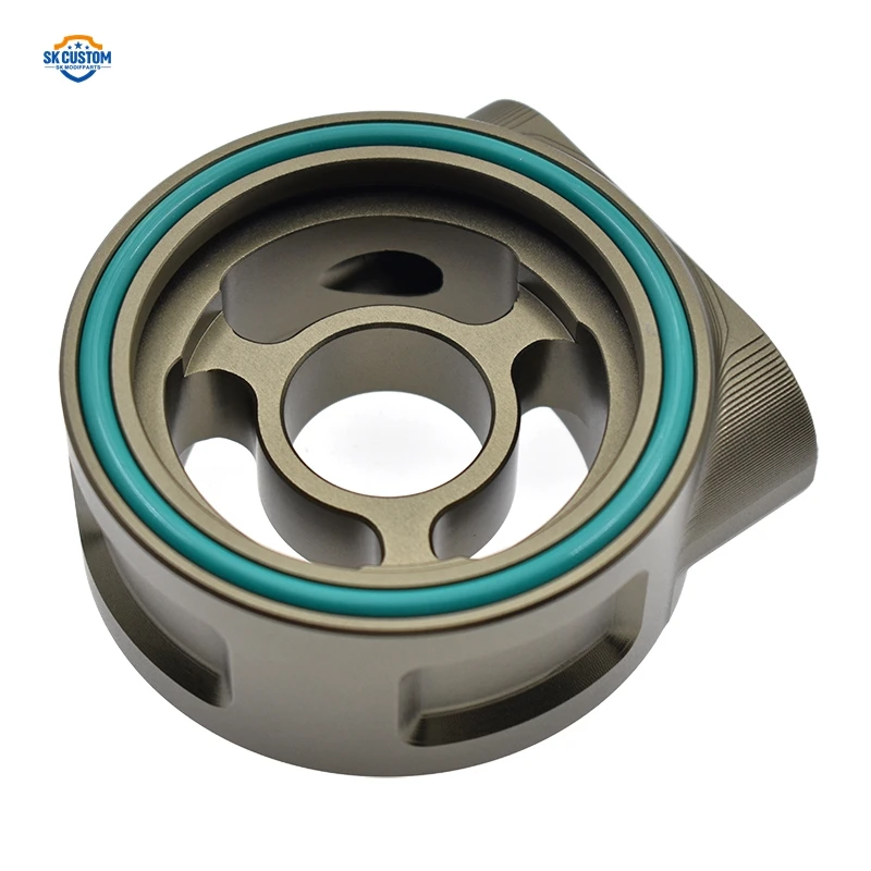 CUSTOM Auto Racing Parts Aluminum Oil Filter Pressure Temp Adapter Cooler Sandwich Plate For Cadillac