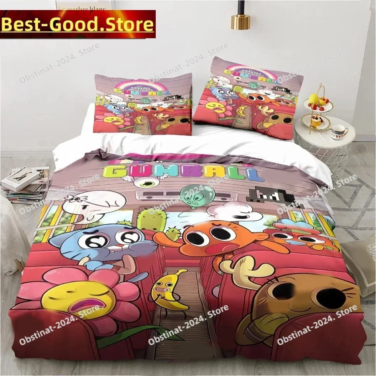 Cartoon The Amazing World Bedding Set Printed single Comforter Quilt Bed Cover Duvet Cover Pillow Case 3 Pieces Kids Adult Size