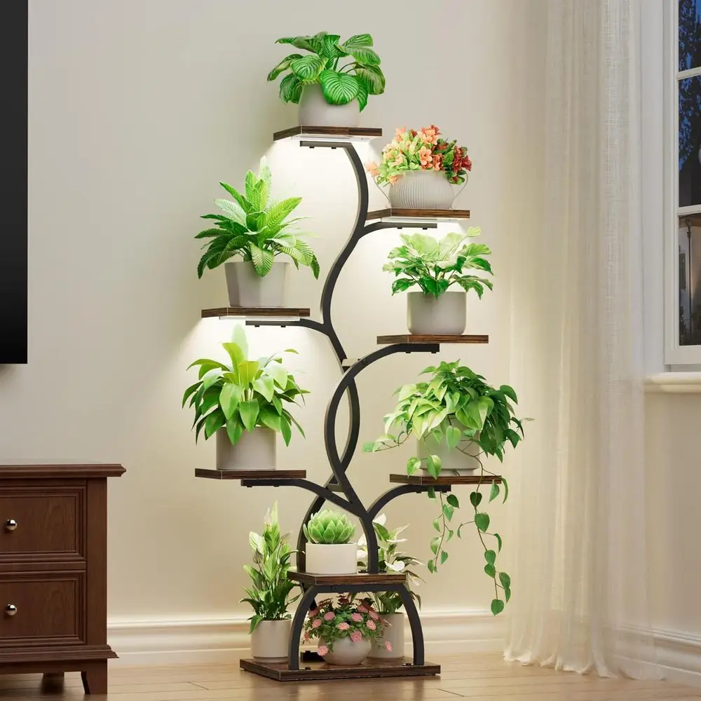 

Plant Stand Indoor with Grow Light - 8 Tiered Plant Shel Indoor, Plant Stand, 49" Tall Plant Shel with Lights or Indoor Growing,