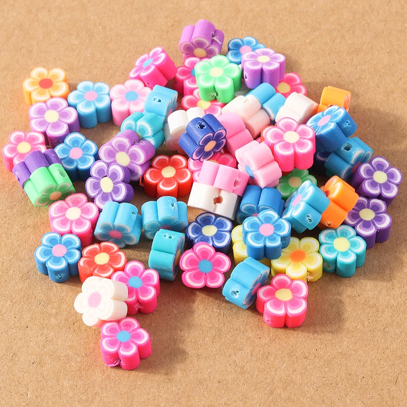 50 Pcs Mixed Flower Fruit Animal Polymer Clay Beads Loose Spacer Beads for Jewelry Making DIY Bracelet Necklace Accessories