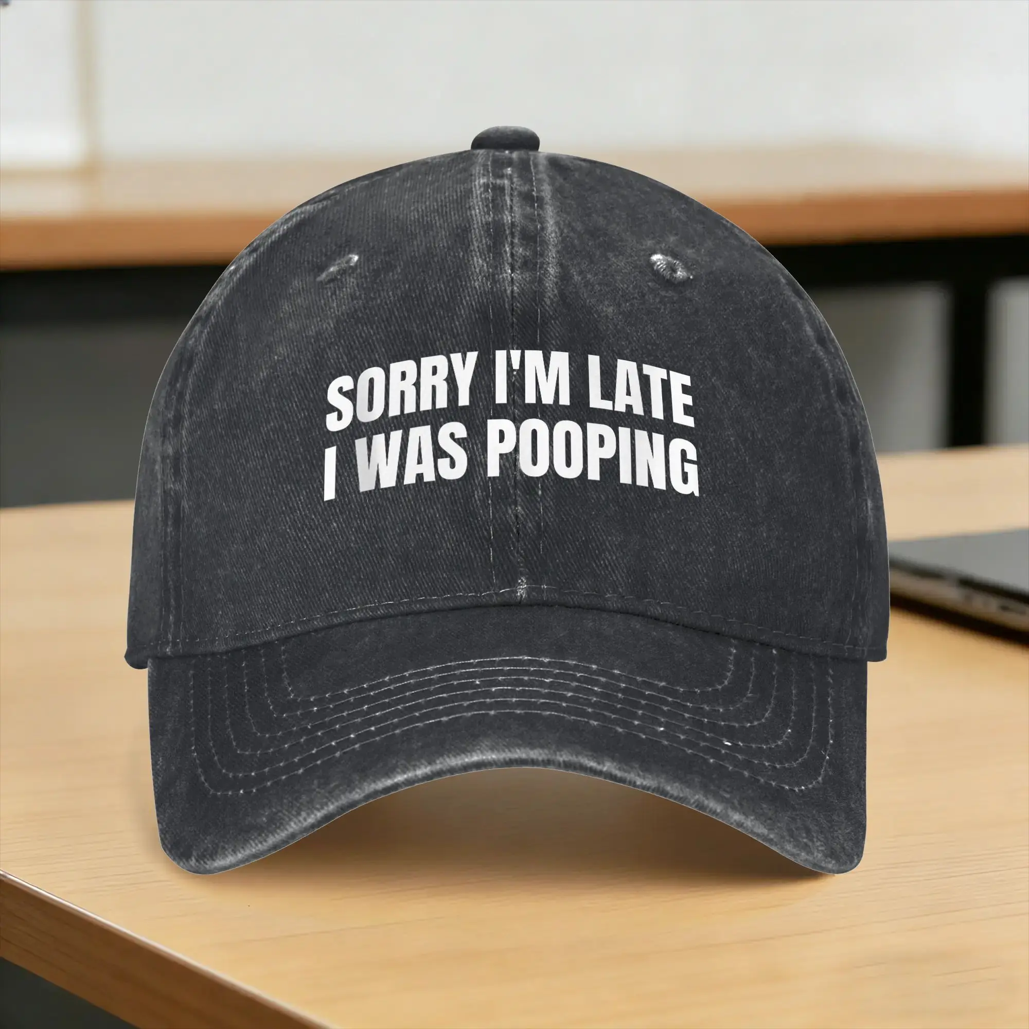 Sorry I'm Late I was Pooping Funny Casual Baseball Cap  Kpop Rock Trucker Hat Summer Wholesale Couple Women Cool Baseball Caps