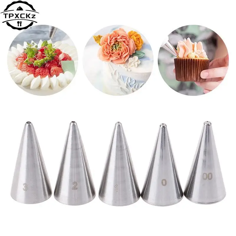 5PCS/set Round Fine Hole Icing Piping NozzlesCake Decorating Nozzle Cream Tips  Decorating Pastry Tools