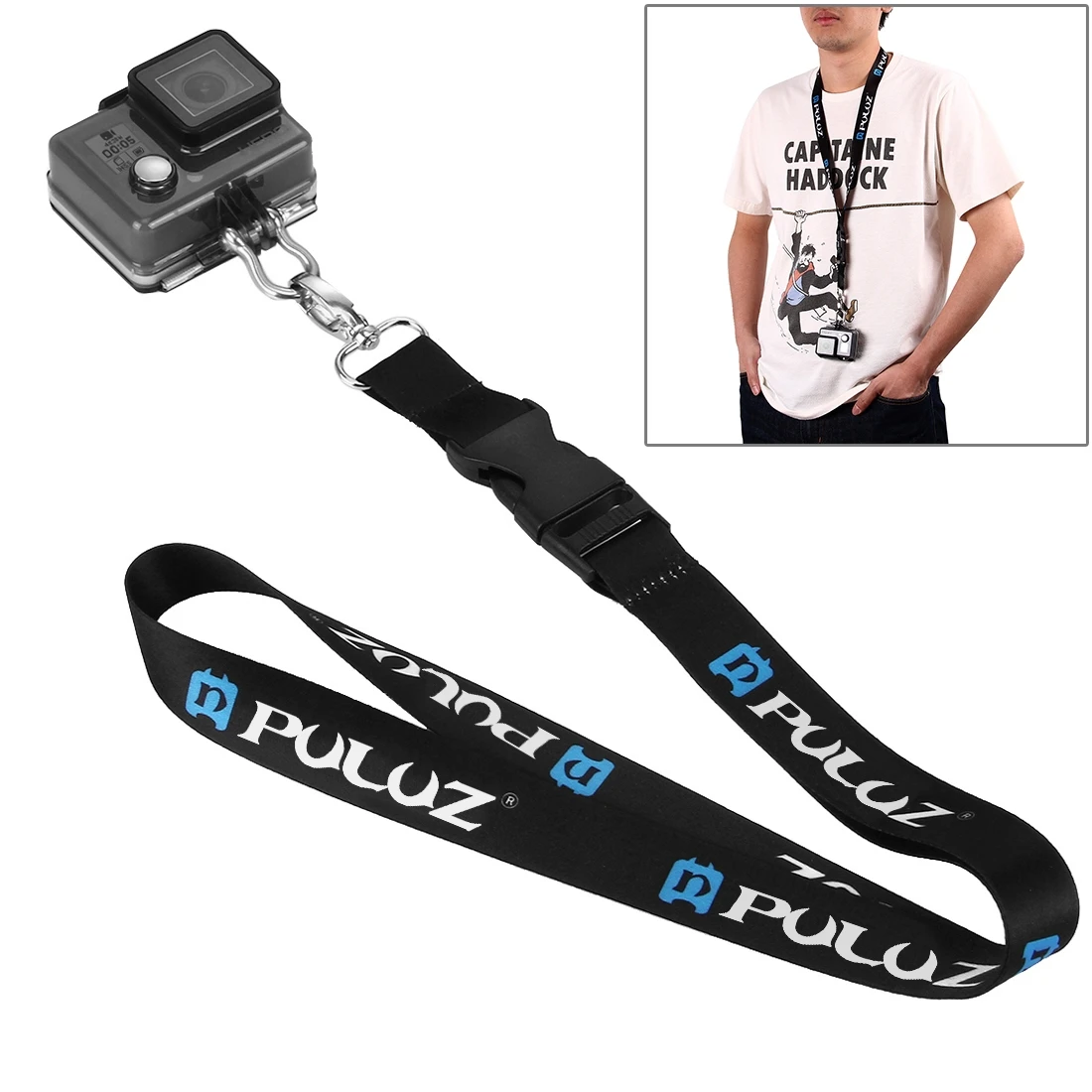 PULUZ 60cm Detachable Long Neck Strap Lanyard Sling for GoPro HERO12 Hero11 HERO10 HERO9 DJI OSMO Action and Other Action Camera