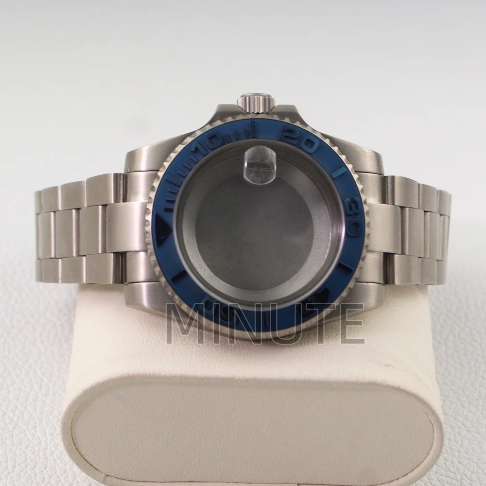 

Men 40mm Titanium Case Strap Saphhire Crystal Ceramic Bezel Waterproof For SUB GMT Yacht Watch Case NH35/36/34 ETA2824 Movement