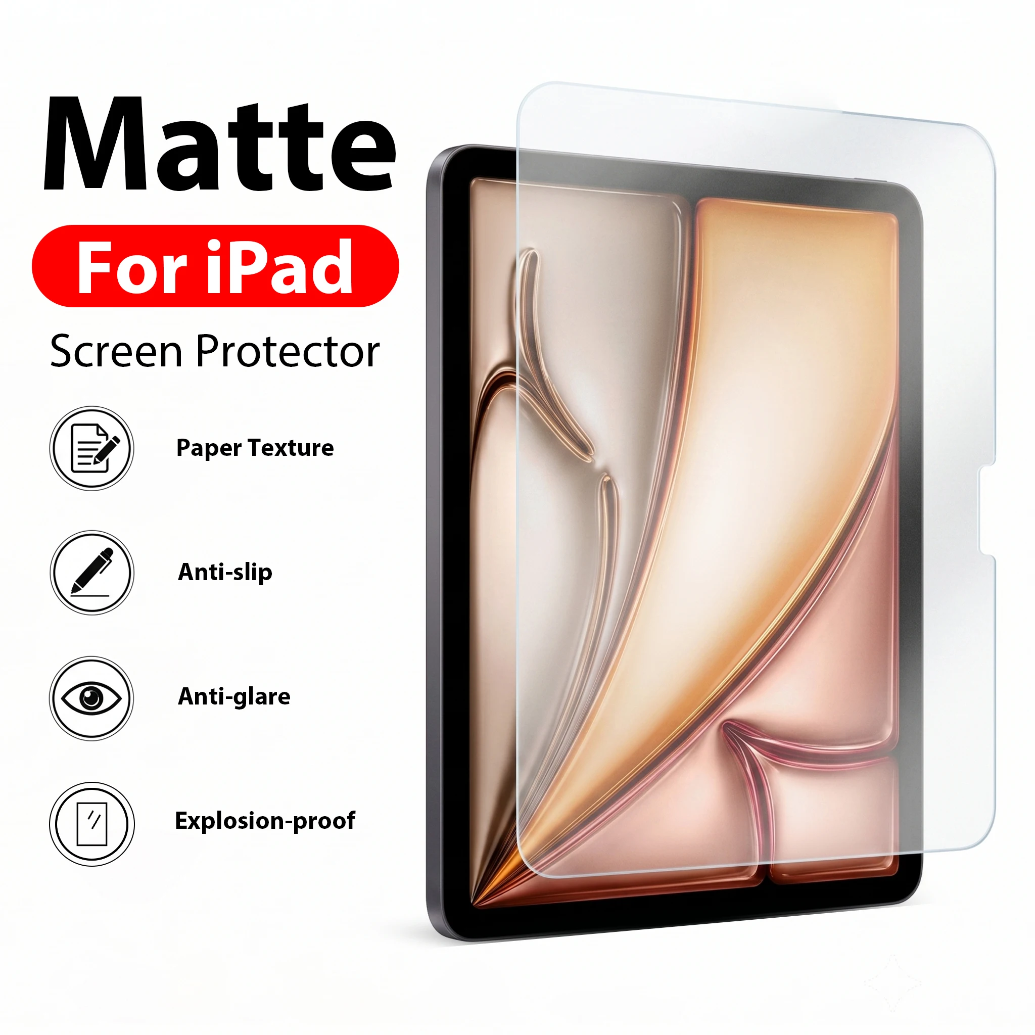 Matte Tempered Glass For iPad A16 Air 11 M4 M3 5 4 10 9 10th 9th Generation Pro 11th 13 M5 12.9 Mini 6 7 Paper Screen Protector