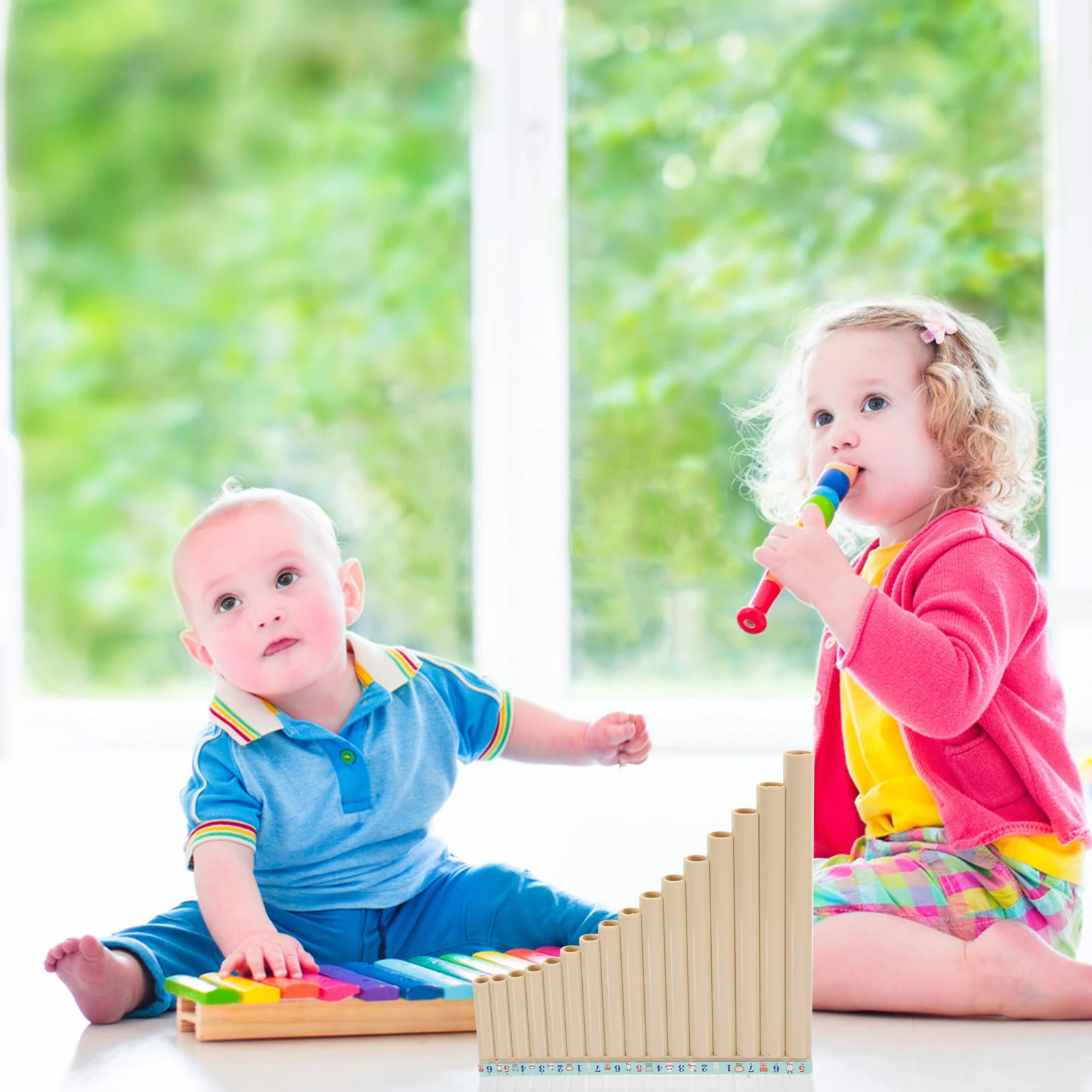 

Portable Panpipes Tubes White C Resin Pan Flute for Kids Beginner Beginner Row Flute Safe Environmental Musical Instrument