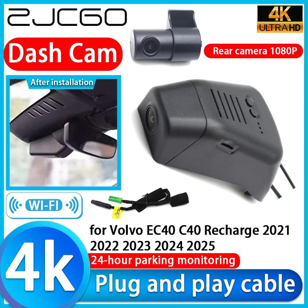 

for Volvo EC40 C40 Recharge 2021 2022 2023 2024 2025 4K DVR Dash Cam Camera Sony Lens 24 Hour Parking Video Recorder Recording