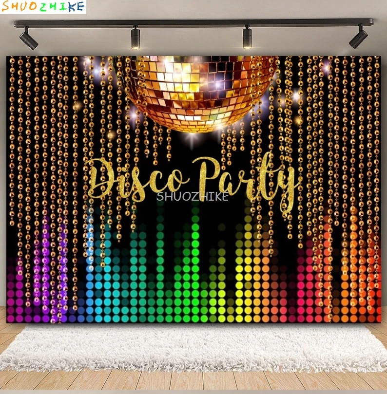 

Disco Stage Photography Backdrop 80's 90's Hip Hop Music Dance Neon Disco Shiny Spotlight Adult Party Photo Background
