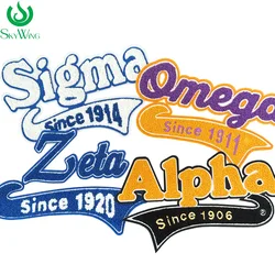 Wholesale Stylish Red Delta Since 1913, Zeta Since 1920, Alpha Since 1906, Iron on Chenille Sorority Patch for Jacket