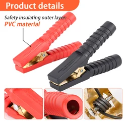 2Pcs Large Pure Copper 500-1000A Crocodile Alligator Clips Car Battery Chargers Insulated Clamp Car Battery Insulated Clips